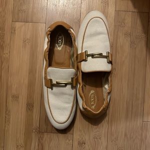 Tod's Cream and Tan Loafers